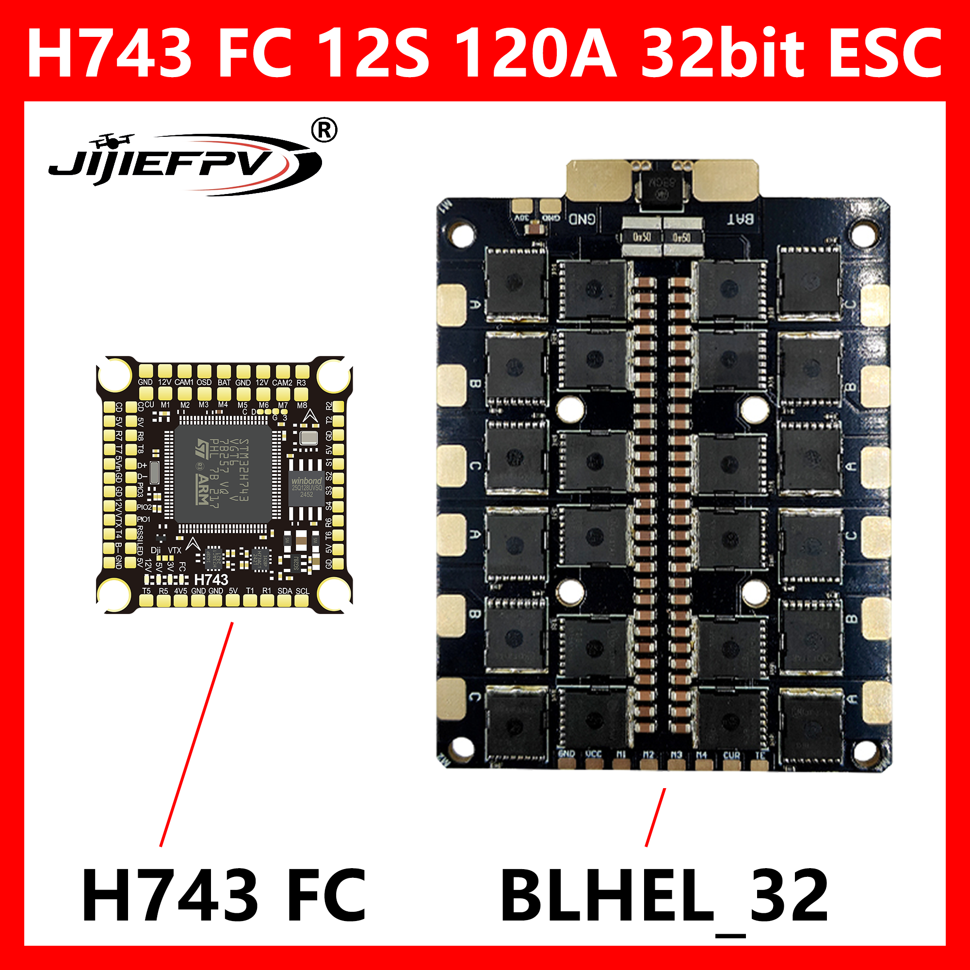 Drone Racing Esc - JIJIEFPV BLHEL_32 12S 120A 32bit ESC