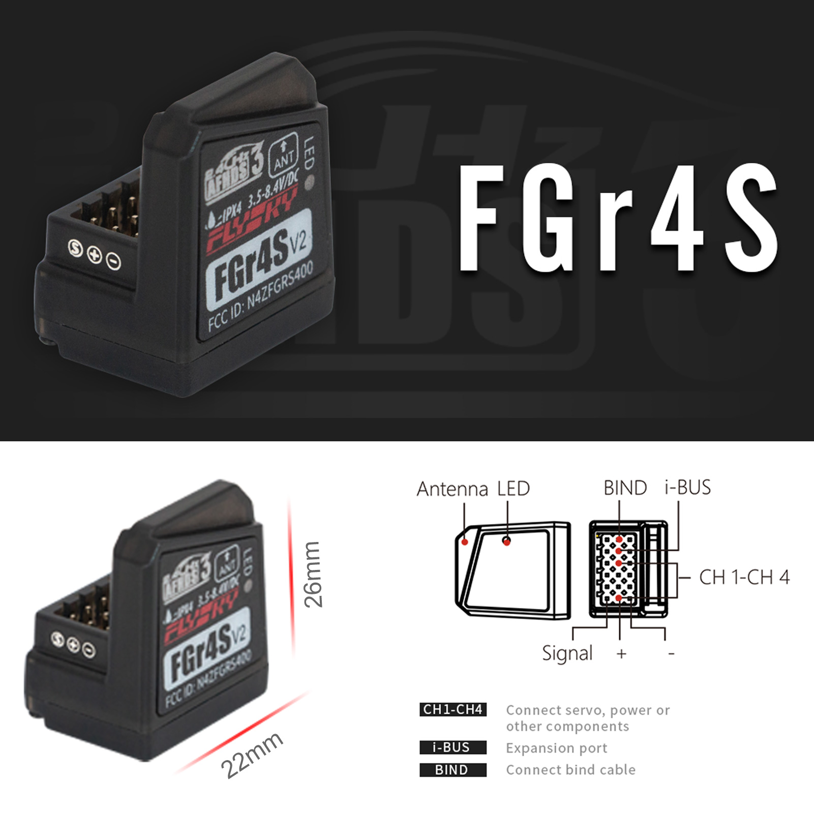 Flysky FGR4S V2 Receiver AFHDS - Drone Racing Receiver reseña y precio