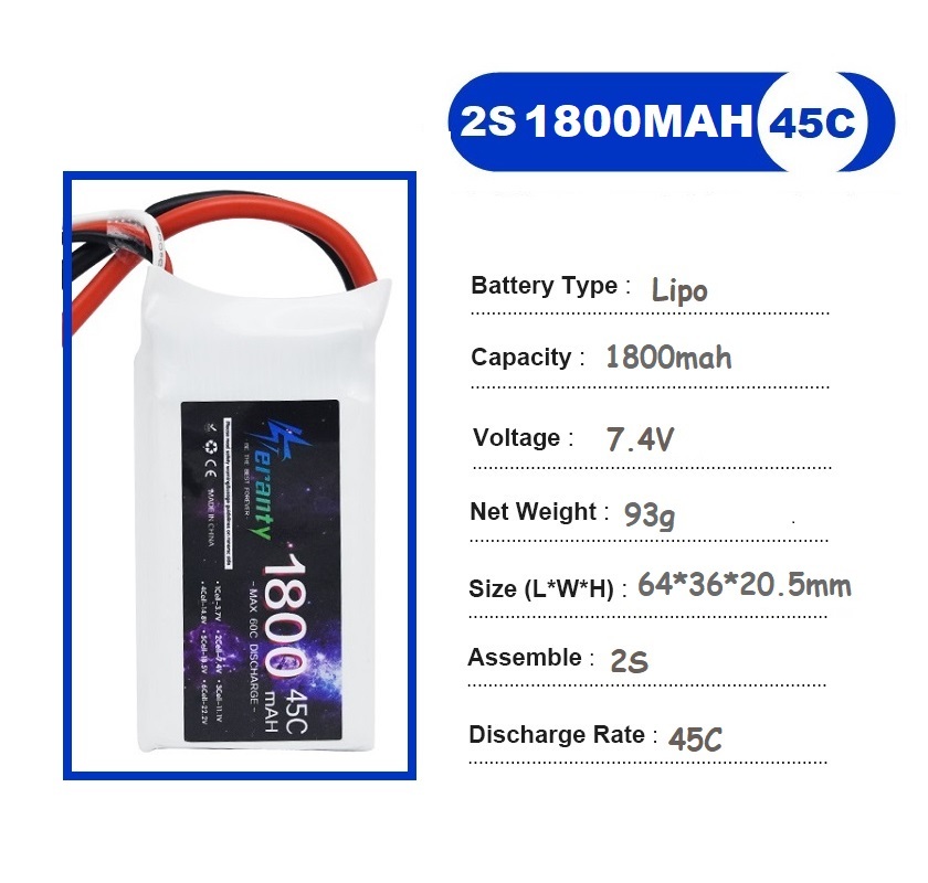 2PCS 7.4V Lipo 2S Battery 1500 - Drone Racing Battery reseña y precio
