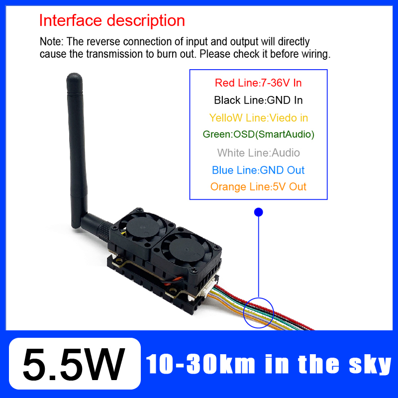Long Range 5.8GHz 5.5W Video T - Drone Racing Transmitter reseña y precio