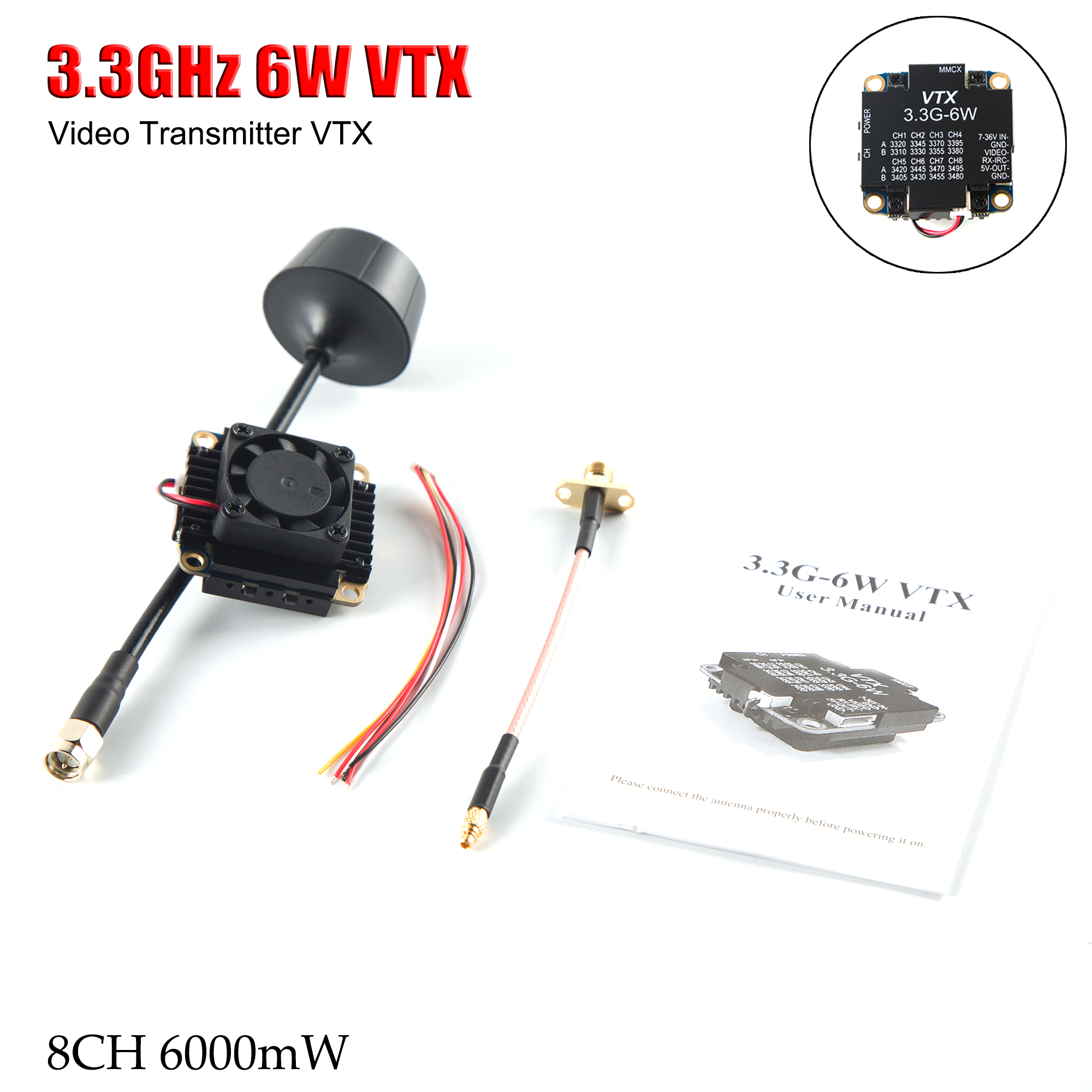 FPV Video Transmitter 3.3G 6W  - Drone Racing Transmitter reseña y precio